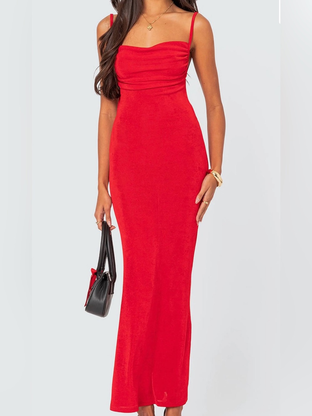 Edikted Red Clea Open Back Maxi Dress